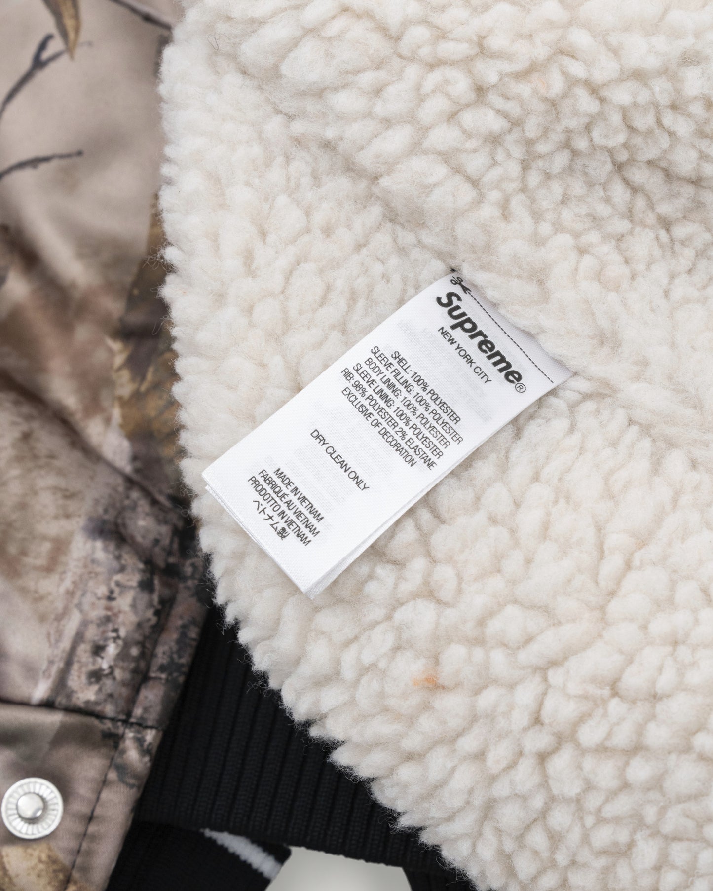 Supreme x Mitchell & Ness Lined Hooded Satin Varsity Jacket "Realtree" AP Camo"