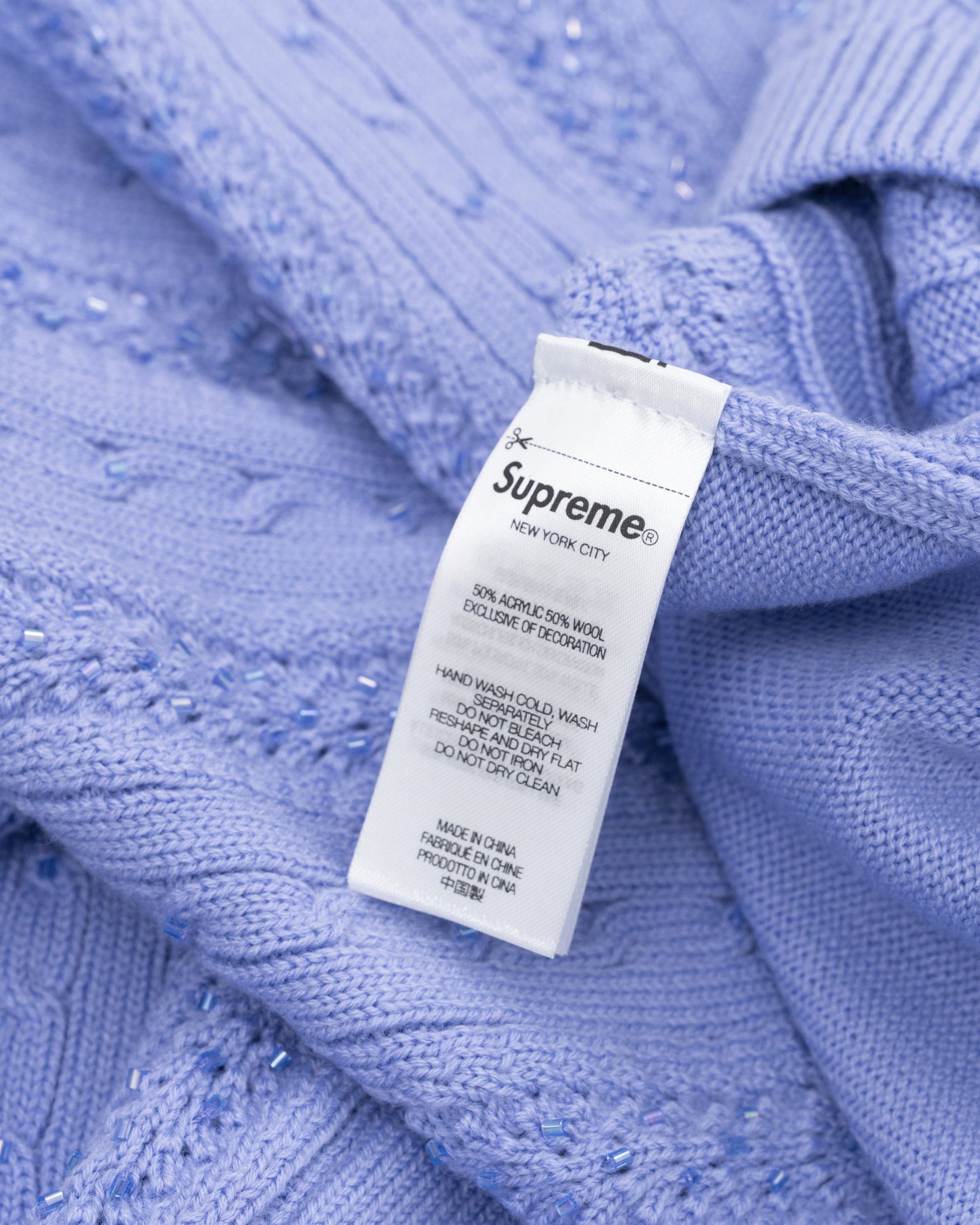 Supreme Cable Knit Half Zip Polo Light Purple