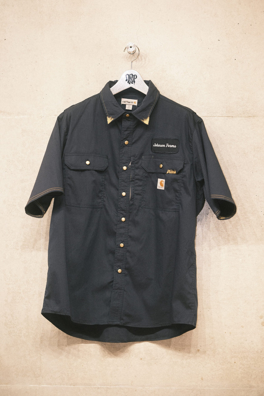 Carhartt リップストップ ワークシャツ / ネイビー Johnson Farms パッチ