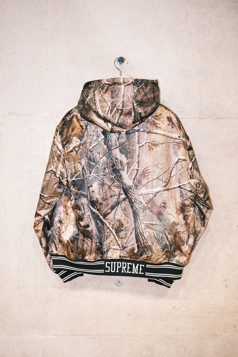Supreme x Mitchell & Ness Lined Hooded Satin Varsity Jacket "Realtree" AP Camo"