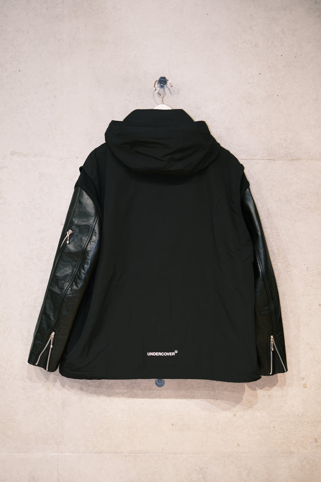 UNDERCOVER 24AW Leather Sleeve Hooded Jacket - Black