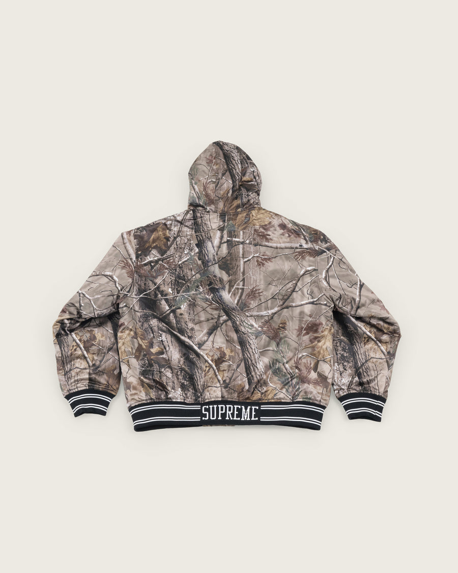 Supreme x Mitchell & Ness Lined Hooded Satin Varsity Jacket "Realtree" AP Camo"