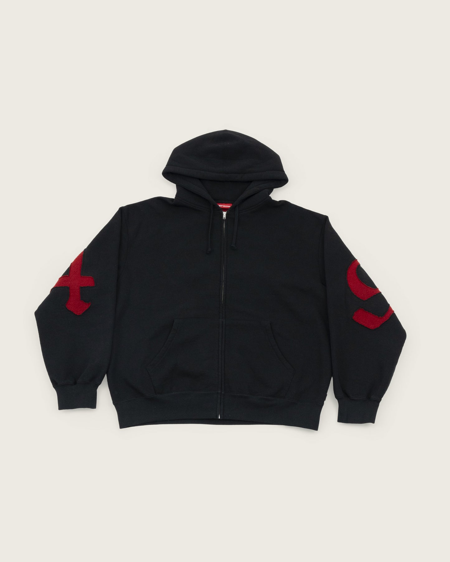 Supreme Old English Chenille Zip-Up Hoodie Faded Black