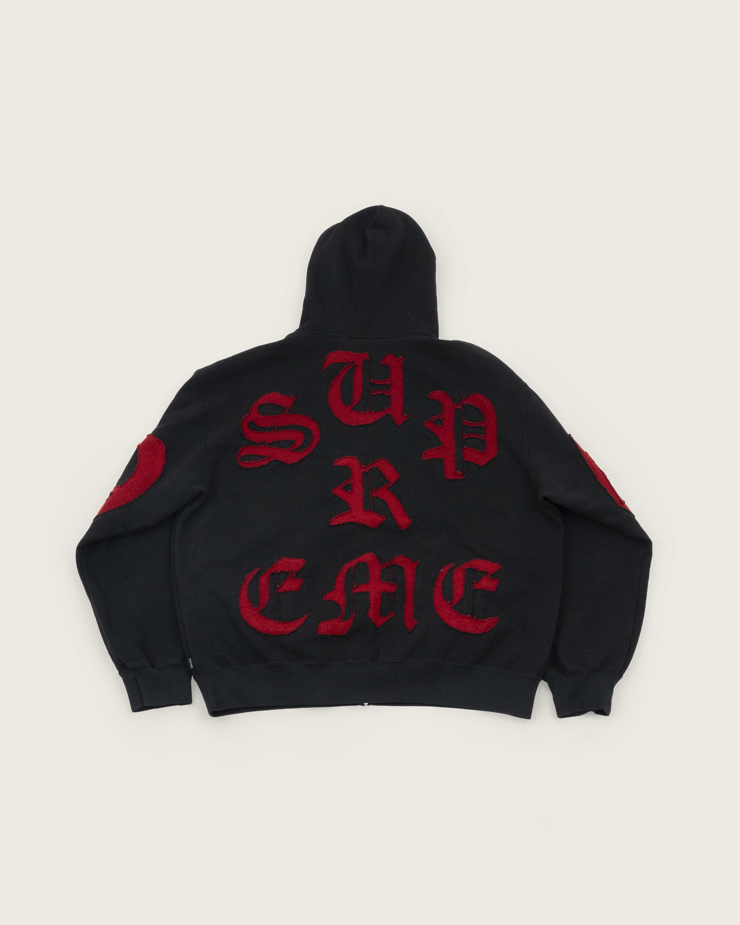 Supreme Old English Chenille Zip-Up Hoodie Faded Black