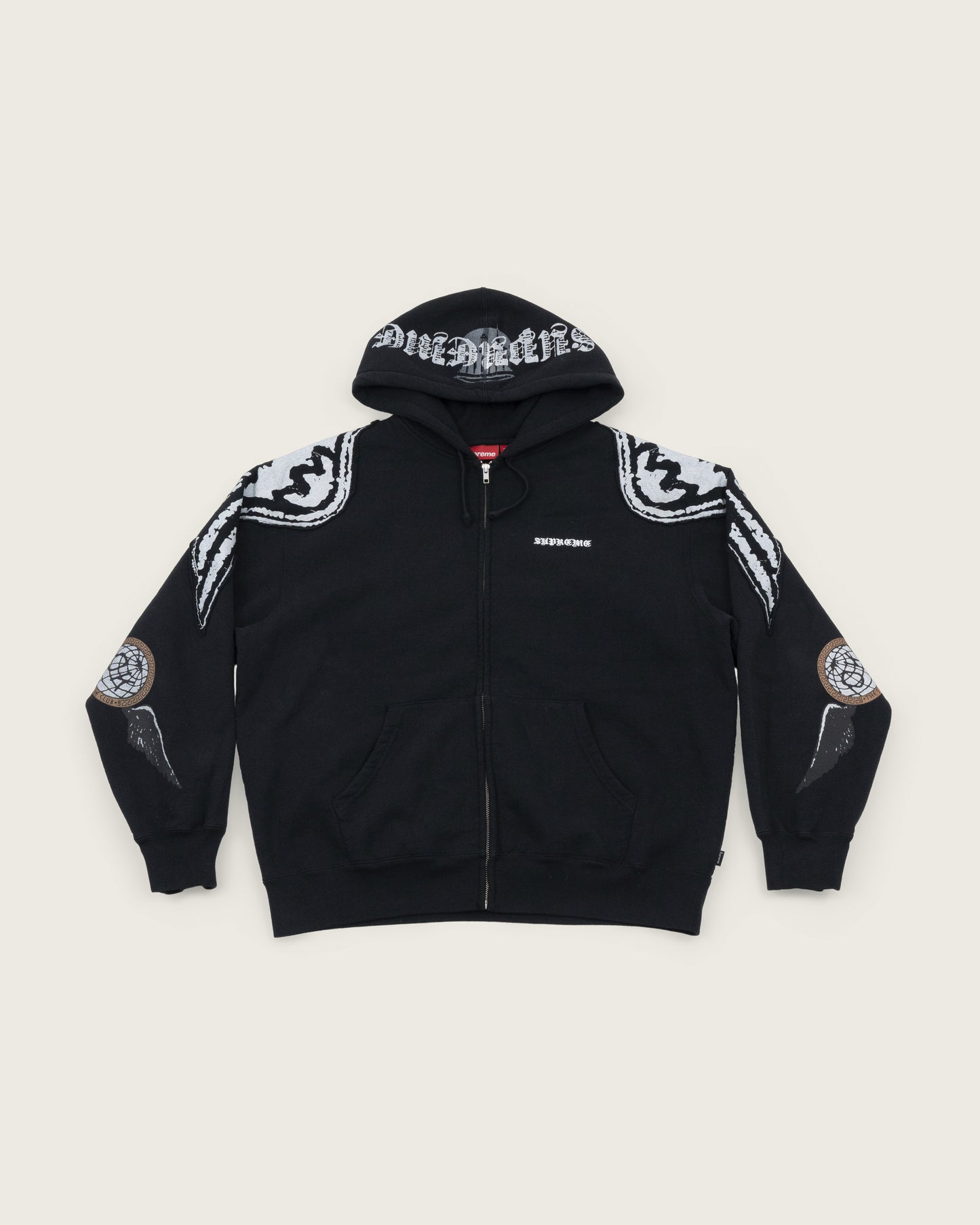 Supreme Patchwork Scales Zip-Up Hooded Sweatshirt Faded Black