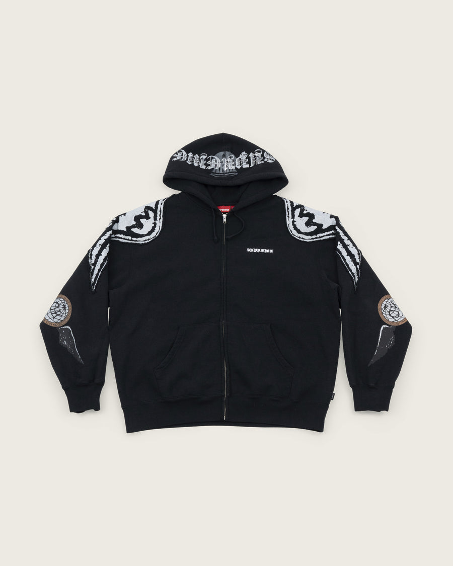 Supreme Patchwork Scales Zip-Up Hooded Sweatshirt Faded Black