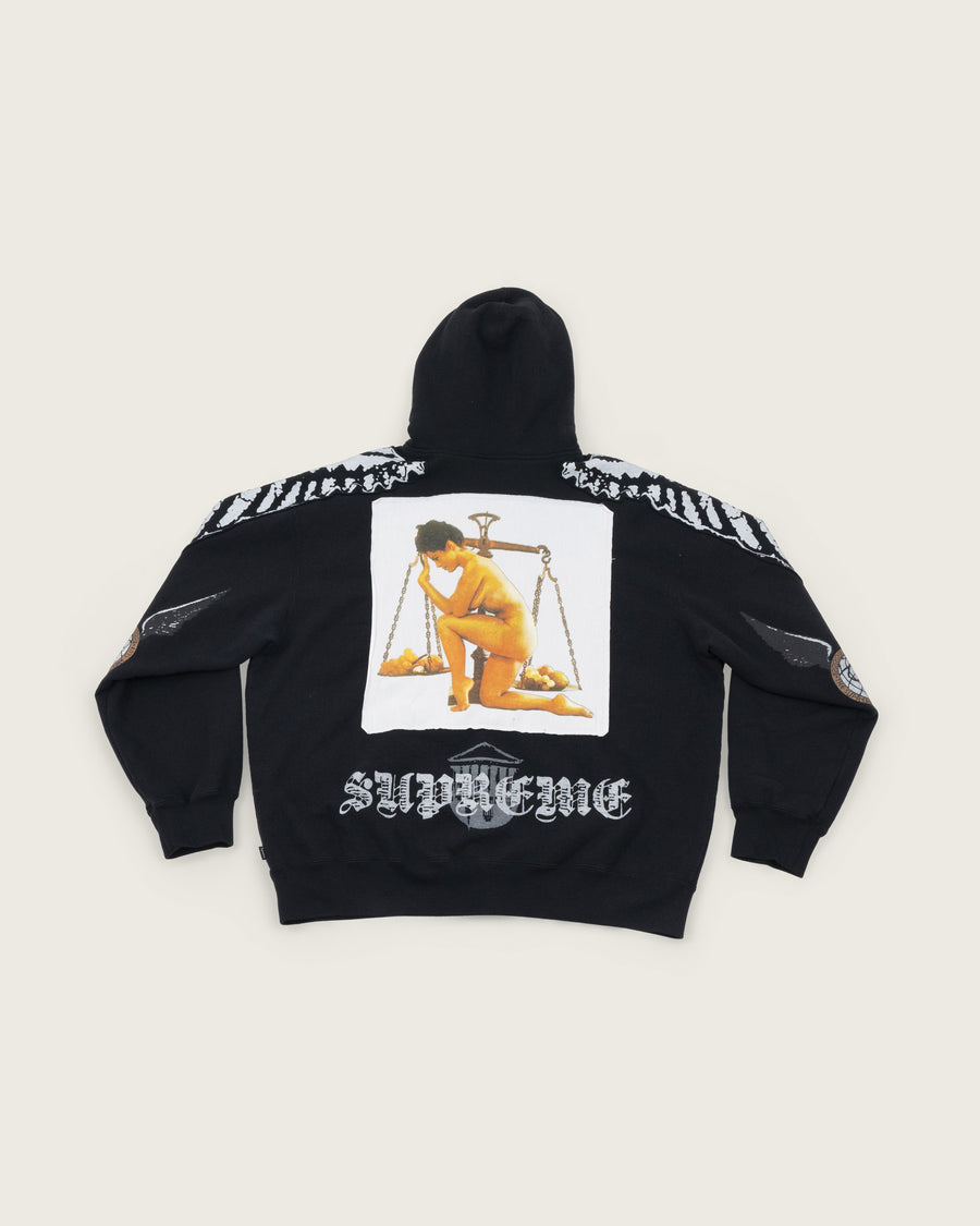 Supreme Patchwork Scales Zip-Up Hooded Sweatshirt Faded Black