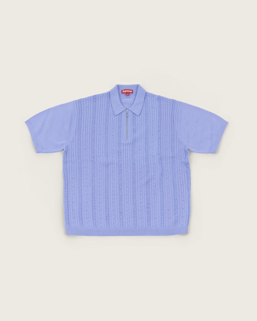 Supreme Cable Knit Half Zip Polo Light Purple