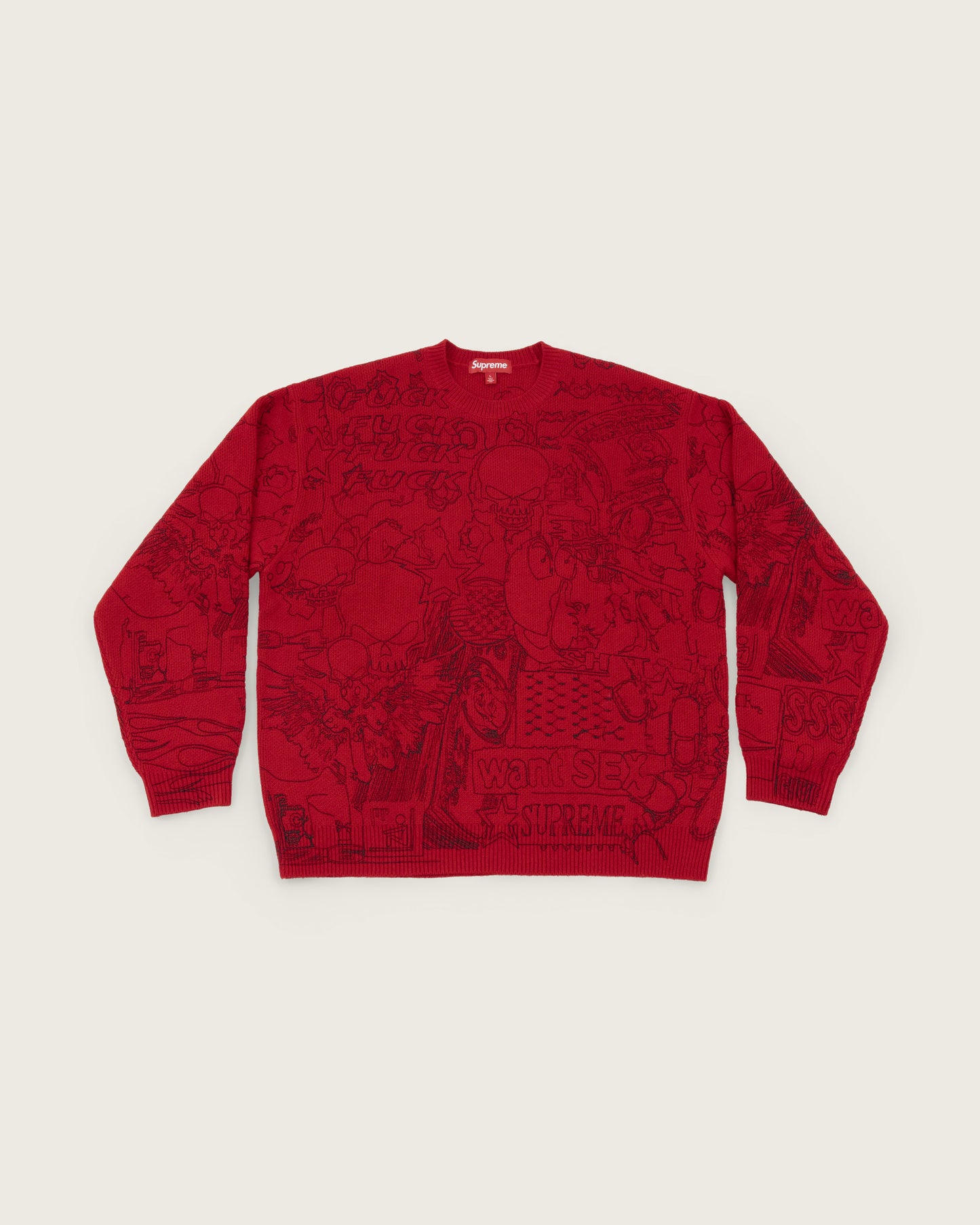 Supreme All-Over Sketch Print Knit Sweater