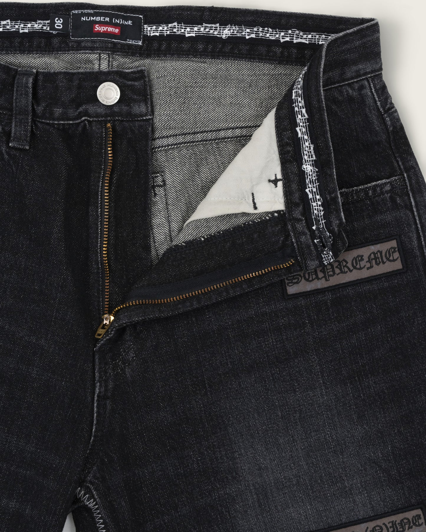 Supreme x Number (N)ine Patch Denim - Black/Grey