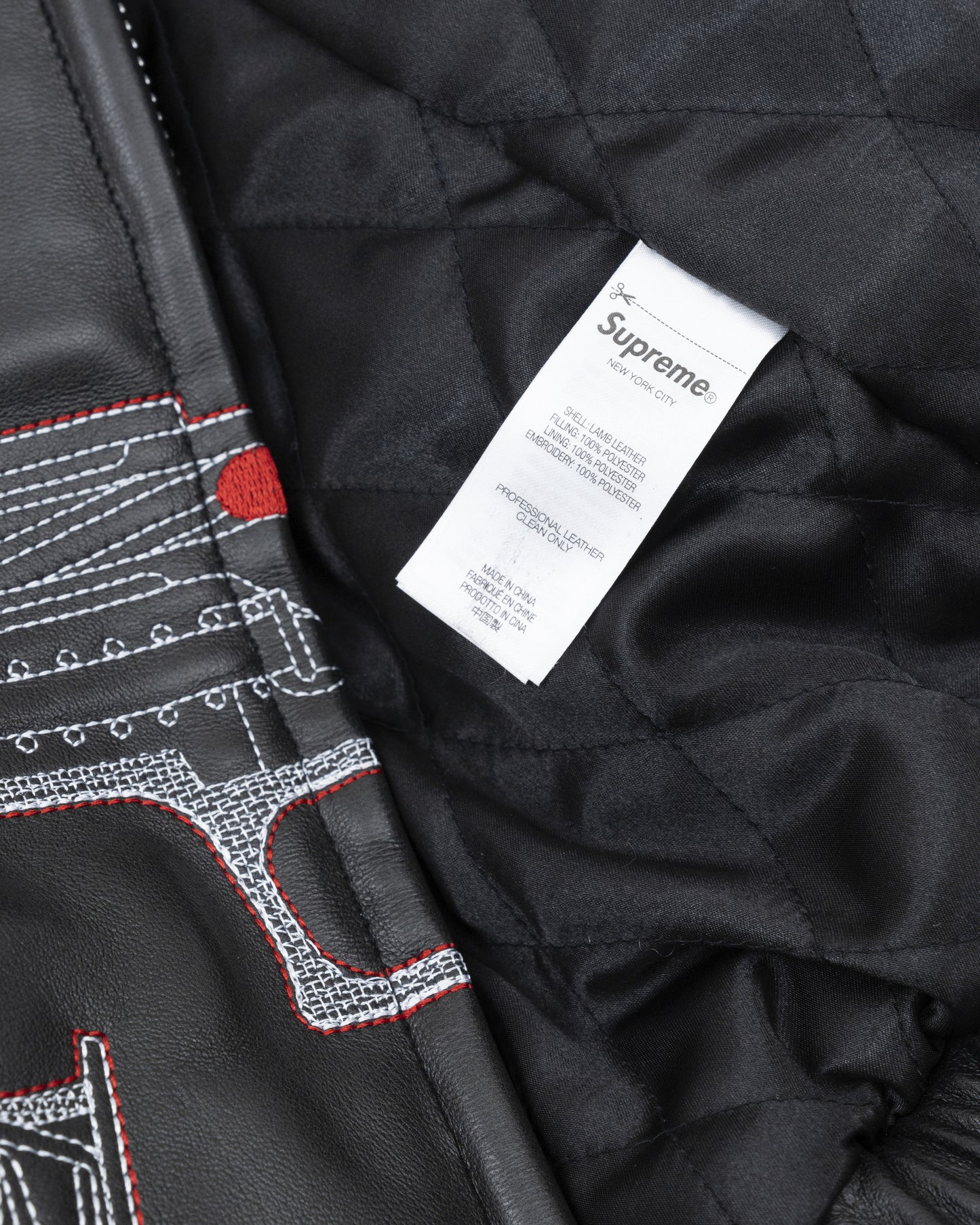 Supreme Guns Embroidered Leather Jacket - Black